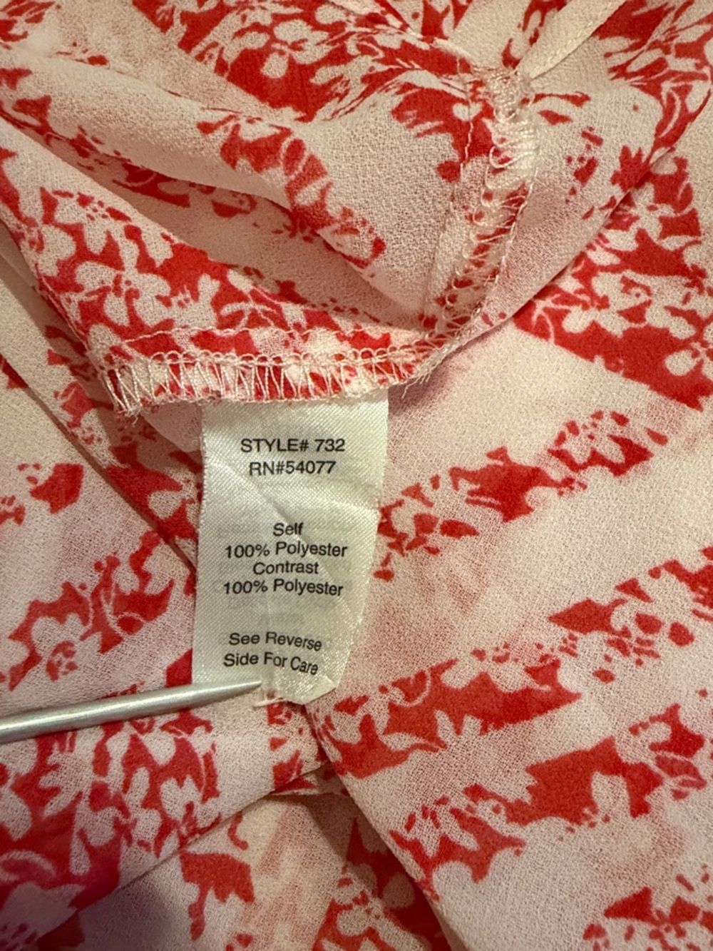 CAbi #732 Coquette Red White and Blue Semi Sheer Short Sleeve Blouse Size L - Picture 5 of 5